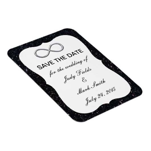 ブラックグリッターシルバーインフィニティ日付磁石を保存 マグネット (右側)