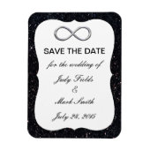 ブラックグリッターシルバーインフィニティ日付磁石を保存 マグネット (縦)