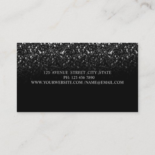 ブラックグリッターシークインエレガント 名刺 (裏面)