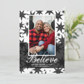 ブラックグリッタースターズクリスマスフォト シーズンカード (スタンド正面)