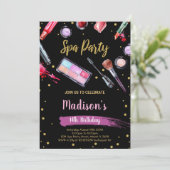 ブラックグリッタースパ誕生日招待状 招待状 (スタンド正面)