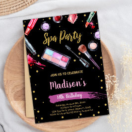 ブラックグリッタースパ誕生日招待状 招待状