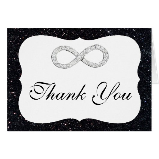 ブラックグリッターダイヤモンドインフィニティサンキューカード (正面横)