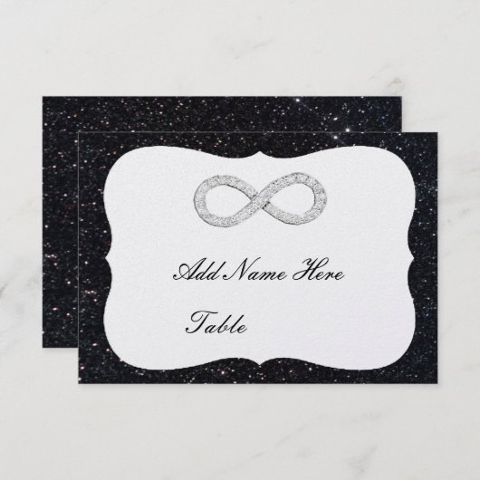 ブラックグリッターダイヤモンドインフィニティテーブル座席表 招待状 (正面/裏面)