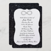 ブラックグリッターダイヤモンドインフィニティブライダルシャワー 招待状 (正面/裏面)