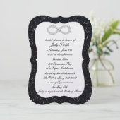 ブラックグリッターダイヤモンドインフィニティブライダルシャワー 招待状 (スタンド正面)