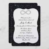 ブラックグリッターダイヤモンドインフィニティリハーサルディナー 招待状 (正面/裏面)