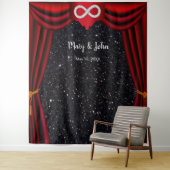 ブラックグリッターダイヤモンドインフィニティレッドカーテン タペストリー (インサイチュ)