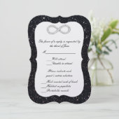 ブラックグリッターダイヤモンドインフィニティ応答カード 招待状 (スタンド正面)