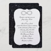ブラックグリッターダイヤモンドインフィニティ結婚式招待状 招待状 (正面/裏面)