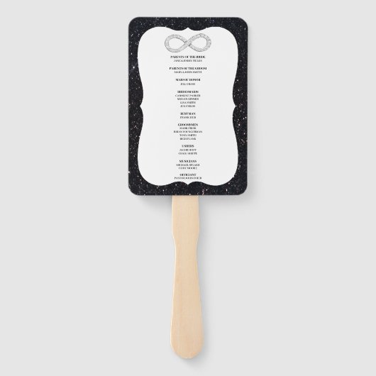 ブラックグリッターダイヤモンドインフィニティ結婚式 プログラムファン ハンドファン (裏面)