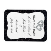 ブラックグリッターダイヤモンドハートは日付磁石を保存 マグネット (横)