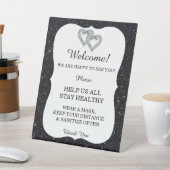 ブラックグリッターダイヤモンドハート結婚ズの安全性 台座サイン (インサイチュ)