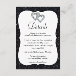 ブラックグリッターダイヤモンドハート結婚ズ詳細 エンクロージャーカード