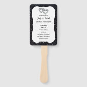 ブラックグリッターダイヤモンドハート結婚式 プログラムファン ハンドファン (正面)