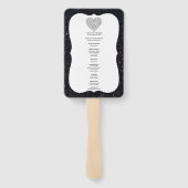 ブラックグリッターダイヤモンドハート結婚式 プログラムファン ハンドファン (裏面)