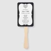 ブラックグリッターダイヤモンドハート結婚式 プログラムファン ハンドファン (正面)