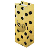 ブラックグリッタードット新年ワイン抱き枕、光沢 ワインギフトバッグ (裏面アングル)