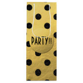 ブラックグリッタードット新年ワイン抱き枕、光沢 ワインギフトバッグ (正面)