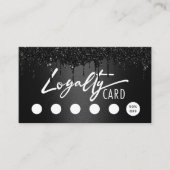 ブラックグリッタードリップタイポグラフィ美しいサロン ロイヤリティカード (正面)