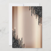 ブラックグリッタードリップバルーンのガラスの引退 招待状 (裏面)