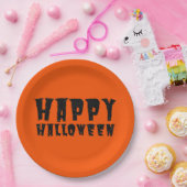 ブラックグリッターハッピーハローウィン紙プレート ペーパープレート (パーティー)