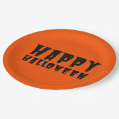 ブラックグリッターハッピーハローウィン紙プレート ペーパープレート (アングル)