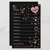 ブラックグリッターハートリップリップメイクアップ価格表 便箋 (正面/裏面)