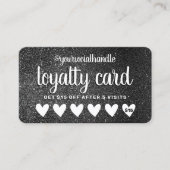 ブラックグリッターハート顧客割引ソーシャル ロイヤリティカード (正面)
