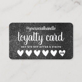 ブラックグリッターハート顧客割引ソーシャル ロイヤリティカード