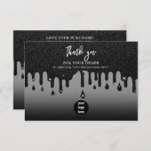 ブラックグリッタービジネスThank You Logoソーシャルメディア サンキューカード (正面/裏面)