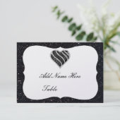 ブラックグリッターブラックハートテーブル座席表 招待状 (スタンド正面)