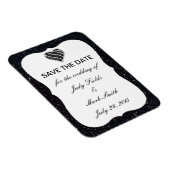 ブラックグリッターブラックハート日付磁石を保存 マグネット (右側)