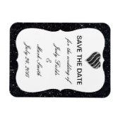 ブラックグリッターブラックハート日付磁石を保存 マグネット (横)