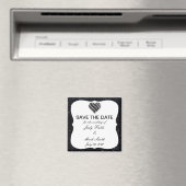 ブラックグリッターブラックハート日付磁石を保存 マグネット (インサイチュ (食洗機))