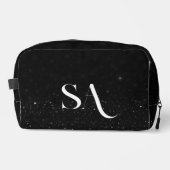 ブラックグリッタープリントカットシュートートバッグとイニシャル ドップキット (正面)