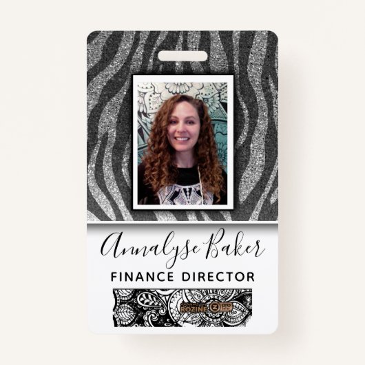 ブラックグリッタープロフェッショナルCNAナース写真名 バッジ (正面)