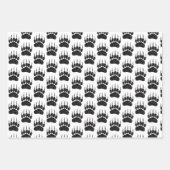 ブラックグリッターベアポープリントスケッチ ラッピングペーパーシート (正面3)