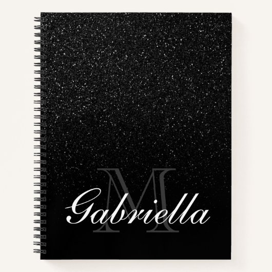 ブラックグリッターモノグラム ノートブック (正面)