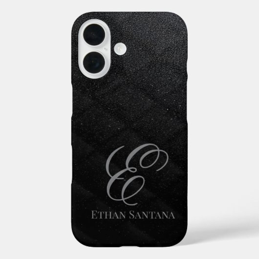 ブラックグリッターモノグラム Case-Mate iPhoneケース (裏面)