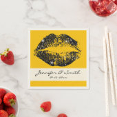 ブラックグリッターリップ スタンダードカクテルナプキン (インサイチュ)