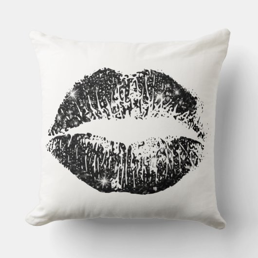 ブラックグリッターリップ#2 クッション (正面)