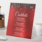 ブラックグリッターレッドフォイルカクテルバーメニュー 台座サイン (インサイチュ)