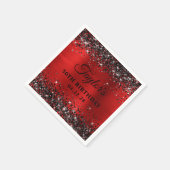 ブラックグリッターレッドフォイル50誕生日 スタンダードカクテルナプキン (角)