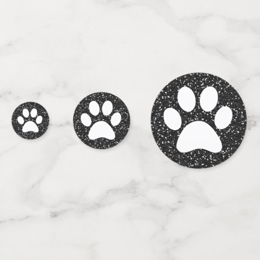 ブラックグリッター動物マスコットポープリントテーブル コンフェッティ (正面)