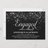 ブラックグリッター婚約パーティ 招待状 (正面)