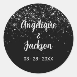 ブラックグリッター封筒用シール ラウンドシール