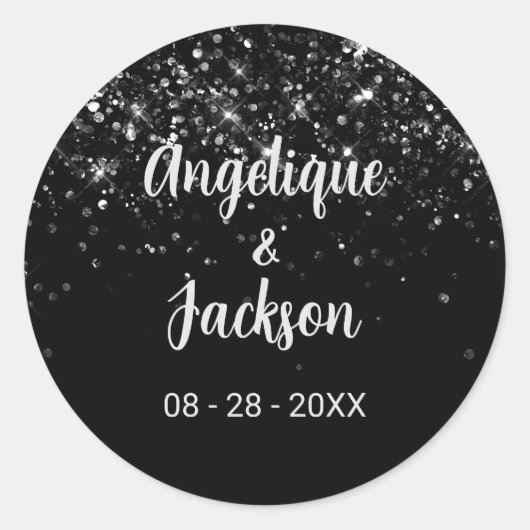 ブラックグリッター封筒用シール ラウンドシール (正面)