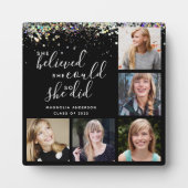 ブラックグリッター彼女信じは写真卒業 フォトプラーク (正面)