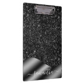 ブラックグリッター手書き名前メタルモノグラム クリップボード (右)